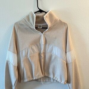 PINK Victoria's Secret Cream Embroidered Logo Knit Top